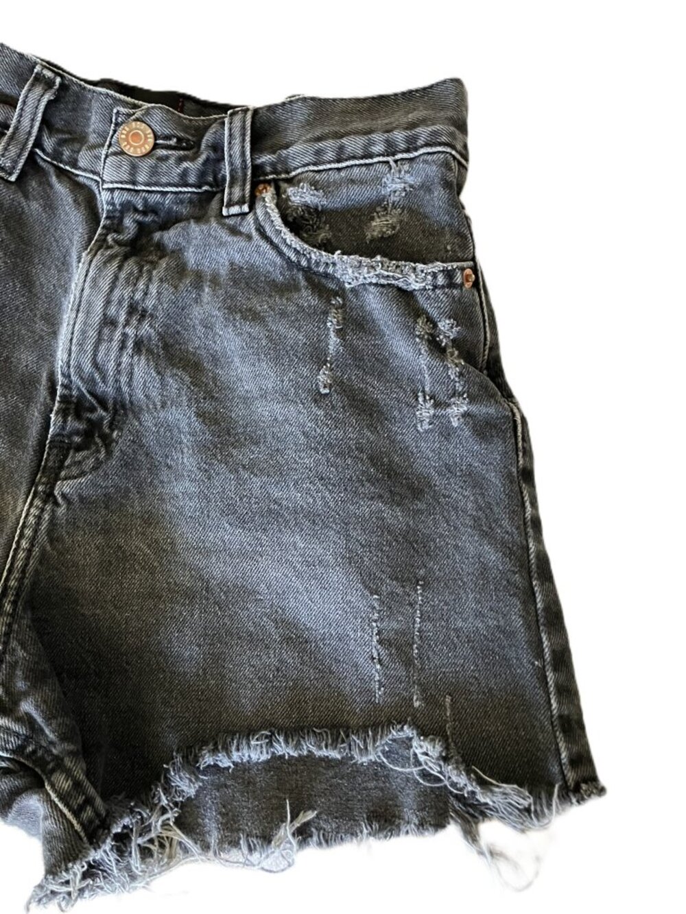 BDG Urban Outfitters A-Line Denim Shorts Women's Size 26 Grey Distressed Cutoff - Picture 7 of 13